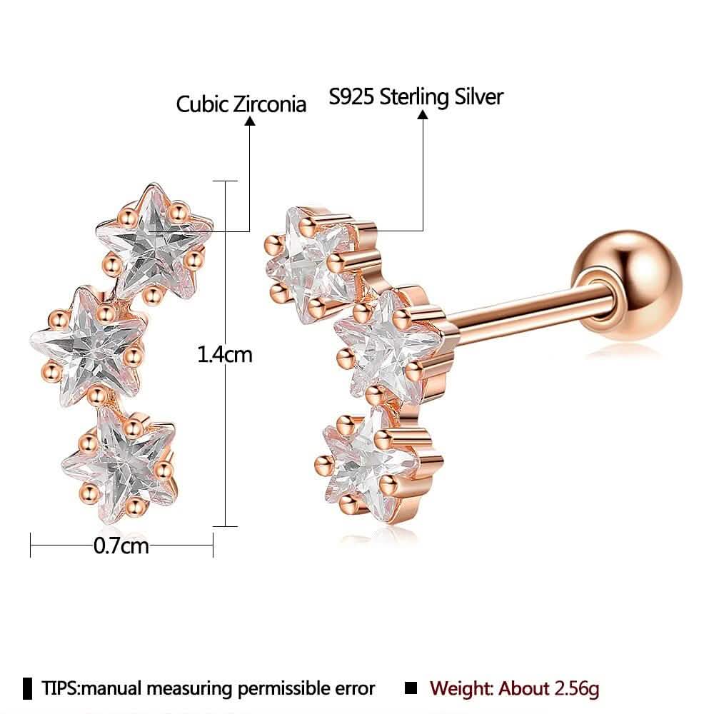 INALIS Romantic Star 925 Sterling Silver Stud Earrings Earrings - DailySale
