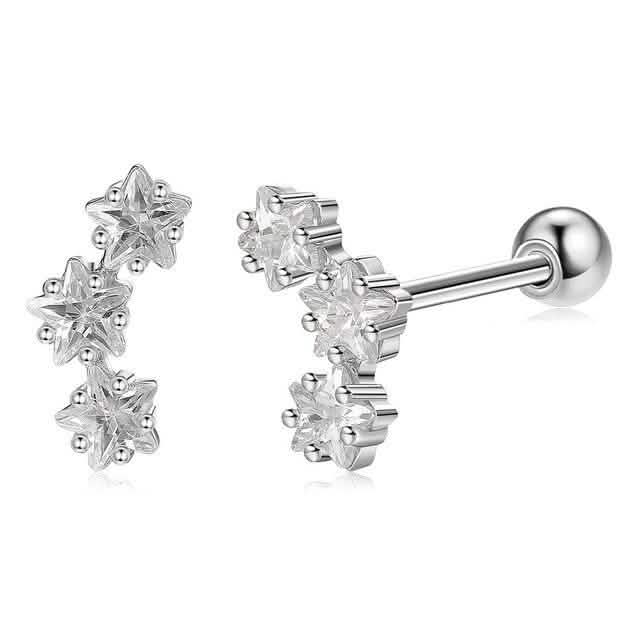 INALIS Romantic Star 925 Sterling Silver Stud Earrings Earrings Silver - DailySale