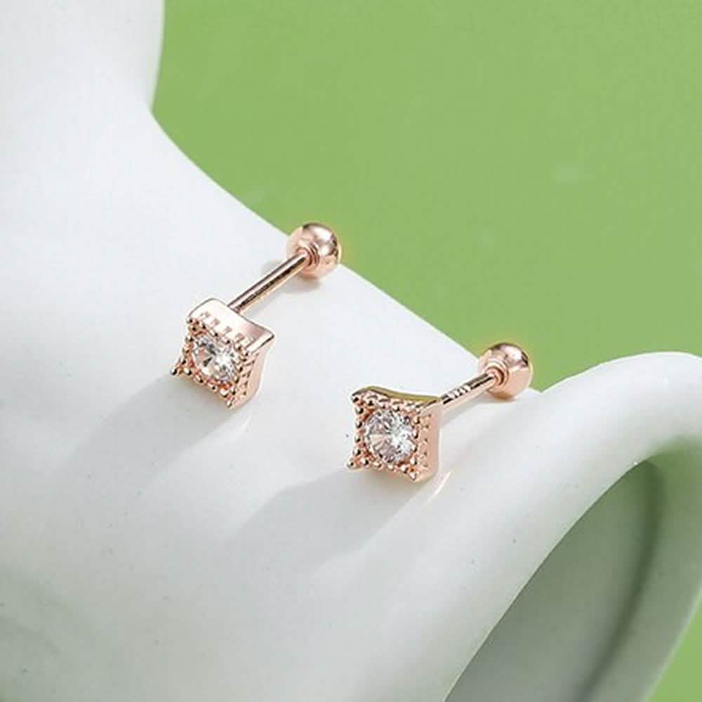 INALIS Square Shape 925 Sterling Silver Small Stud Earrings Earrings - DailySale