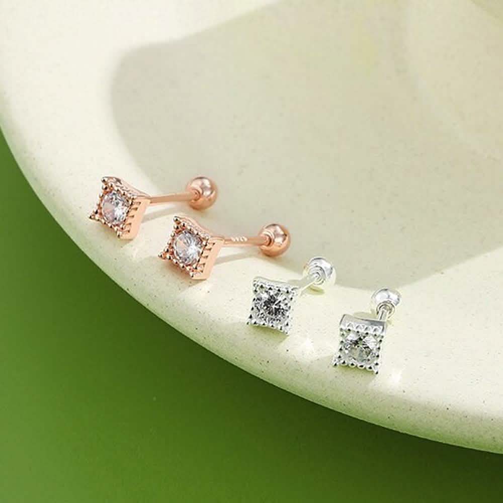 INALIS Square Shape 925 Sterling Silver Small Stud Earrings Earrings - DailySale