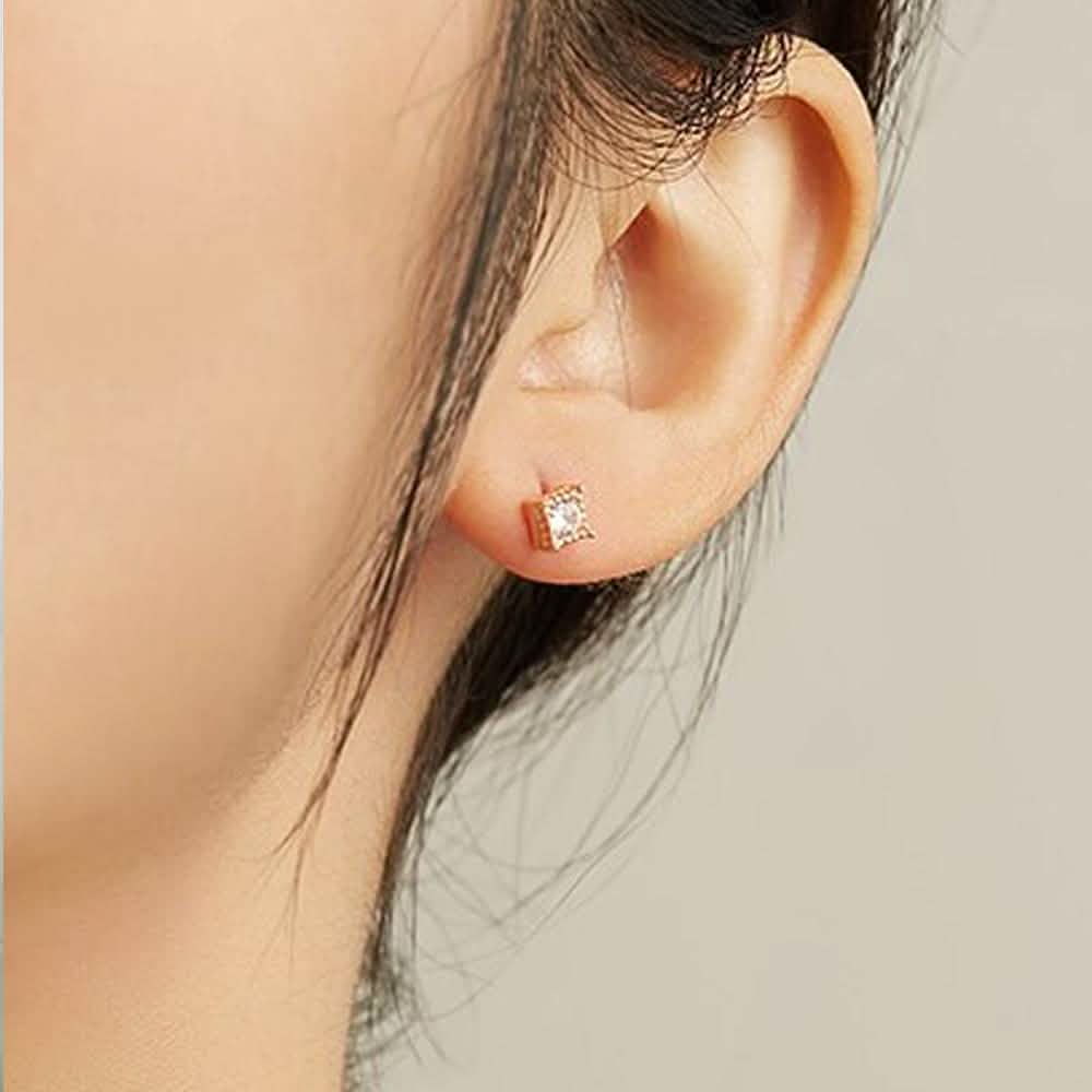 INALIS Square Shape 925 Sterling Silver Small Stud Earrings Earrings - DailySale
