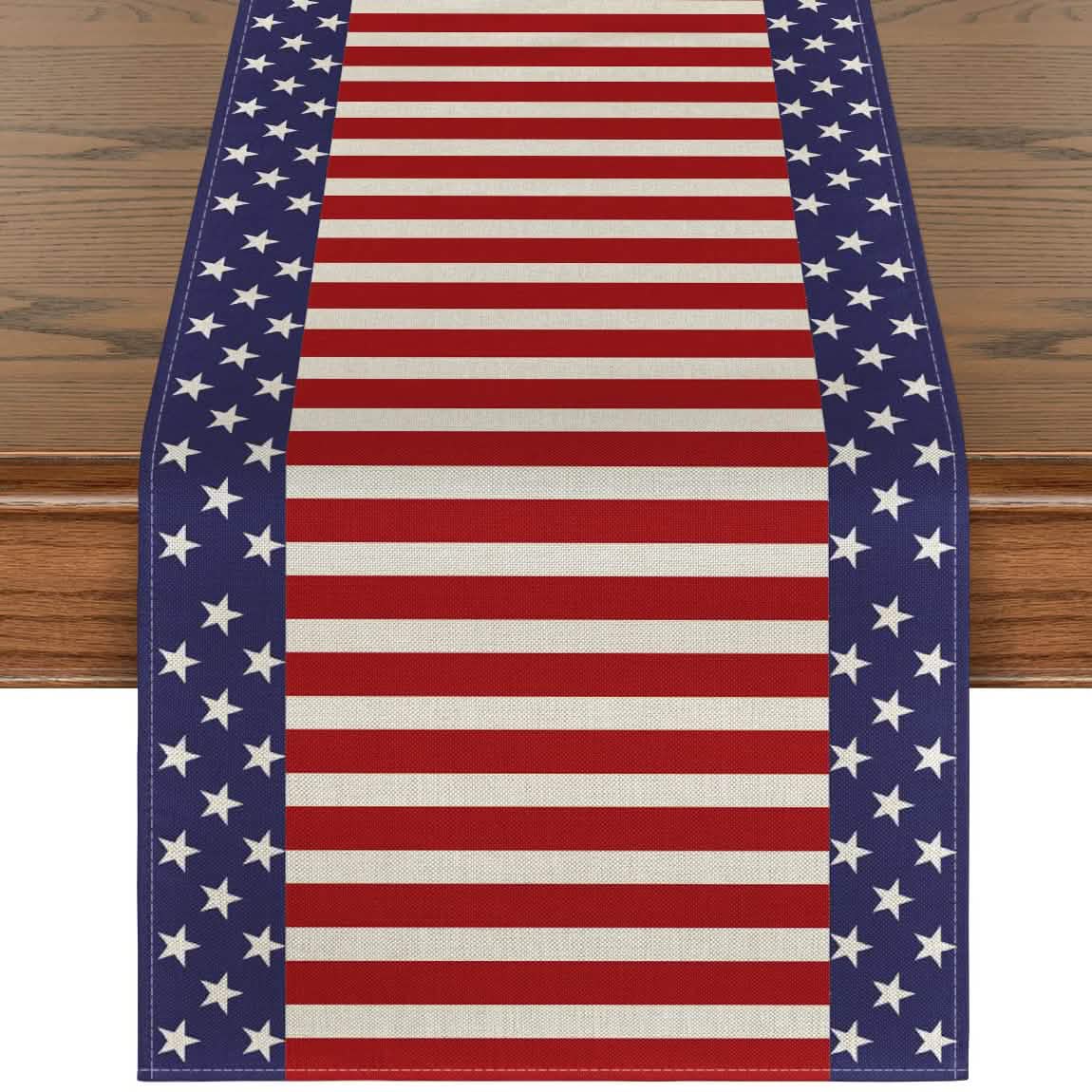 Independence Day Linen Burlap Table Bunting Holiday Decor & Apparel 36" - DailySale