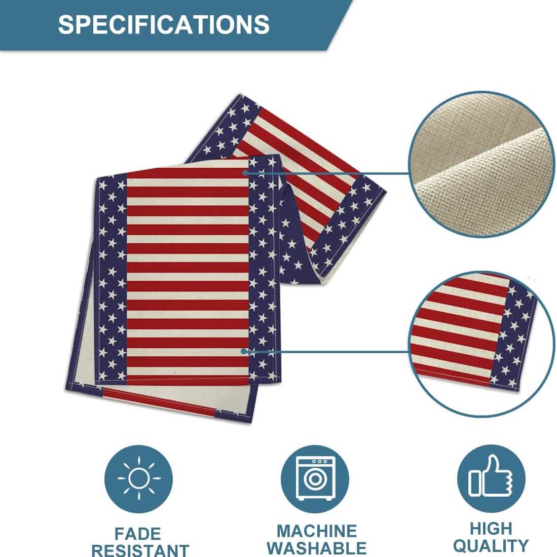 Independence Day Linen Burlap Table Bunting Holiday Decor & Apparel - DailySale