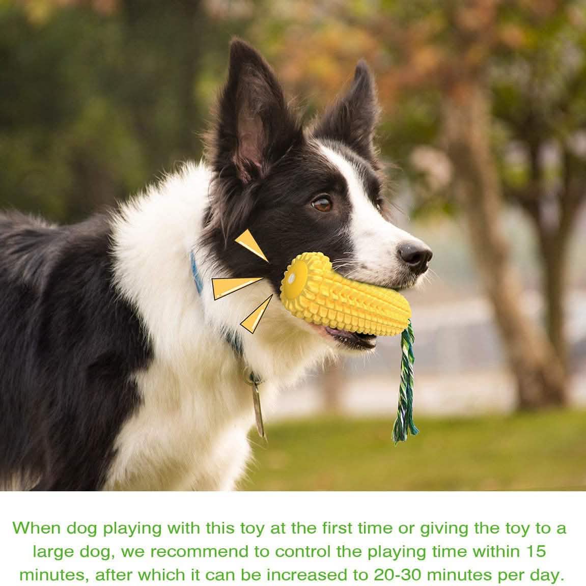 Indestructible Tough Durable Chew Corn Squeaker Interactive Dog Toys Pet Supplies - DailySale