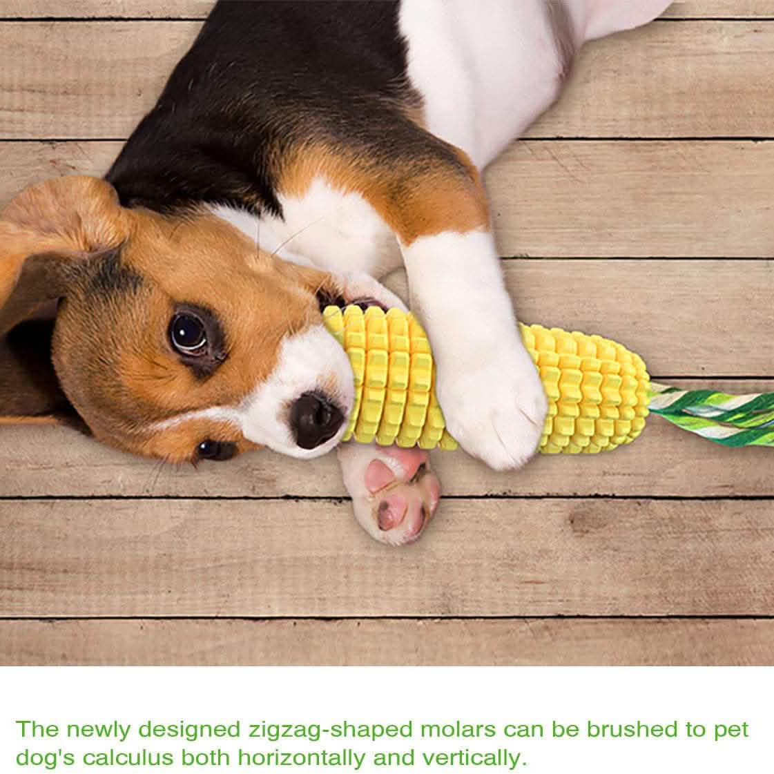 Indestructible Tough Durable Chew Corn Squeaker Interactive Dog Toys Pet Supplies - DailySale