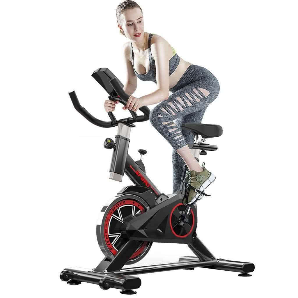 Indoor Cycling Stationary Bike Belt Drive with LCD Monitor Fitness - DailySale