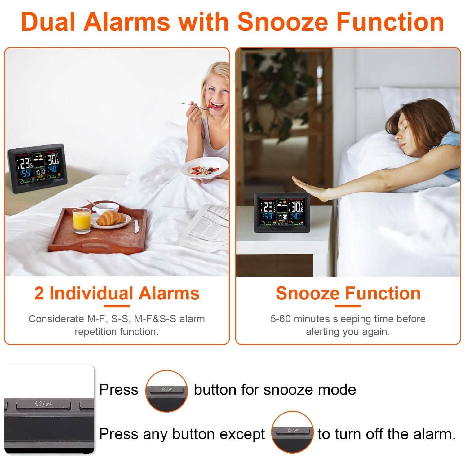 Indoor/Outdoor Thermometer Humidity Weather Forecast Temperature with Backlight Household Appliances - DailySale
