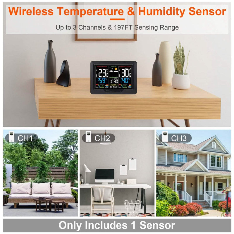 Indoor/Outdoor Thermometer Humidity Weather Forecast Temperature with Backlight Household Appliances - DailySale