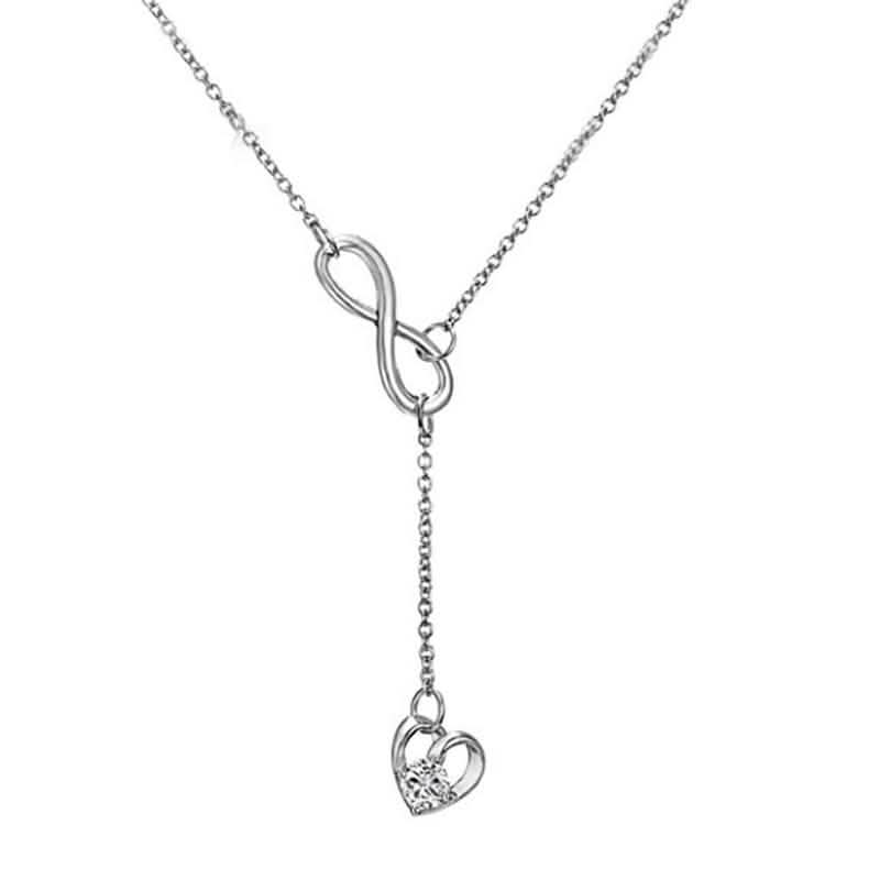 Infinity Heart Crystal Lariat Pendant Necklace Jewelry - DailySale