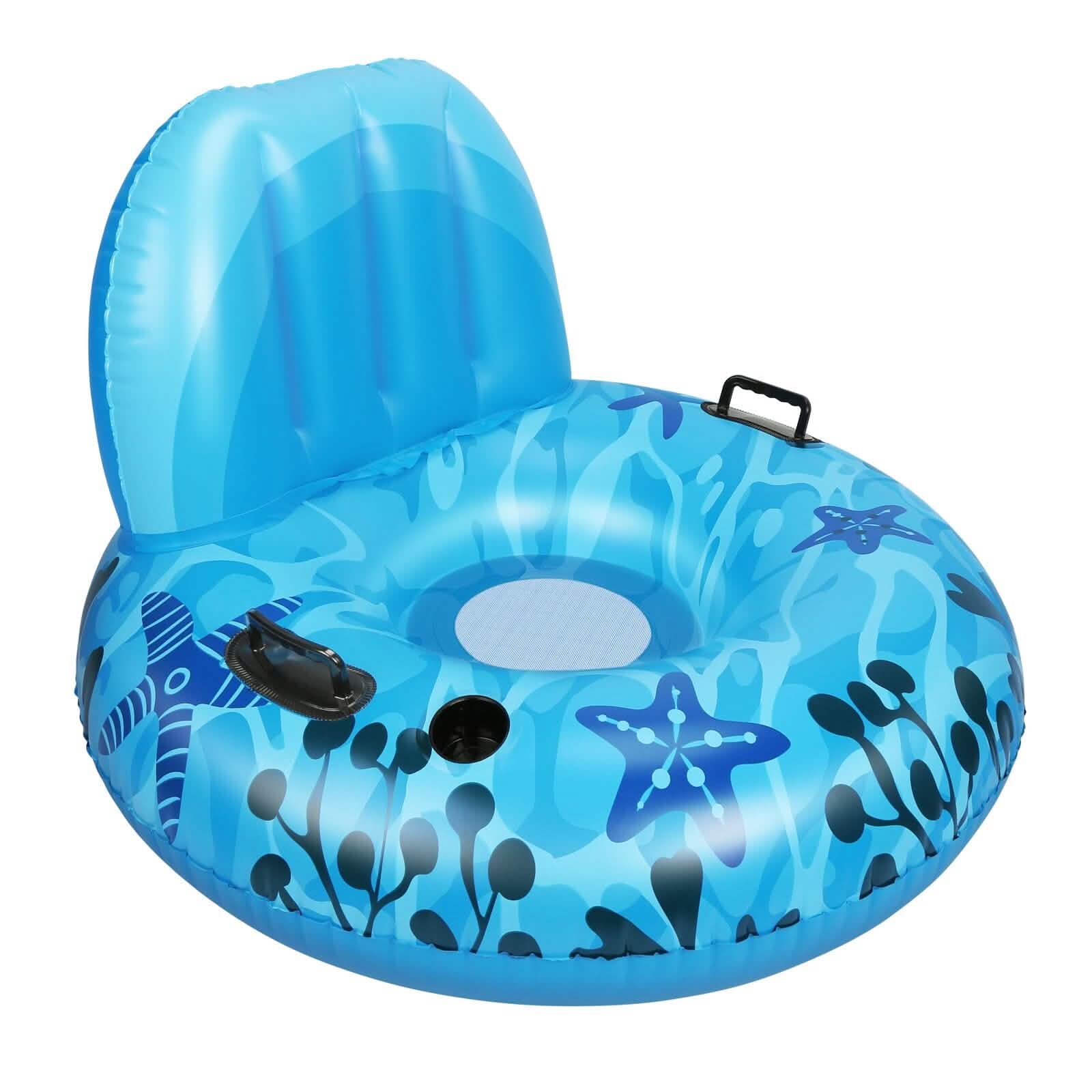 Inflatable Lounger Pool Float with Rubber Handle and Drink Holder Sports & Outdoors - DailySale