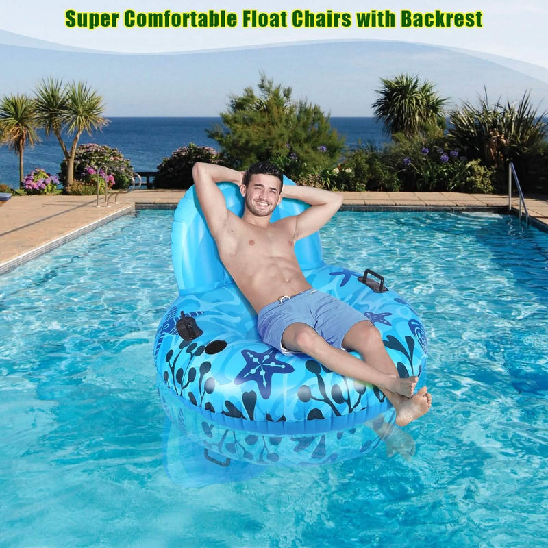 Inflatable Lounger Pool Float with Rubber Handle and Drink Holder Sports & Outdoors - DailySale