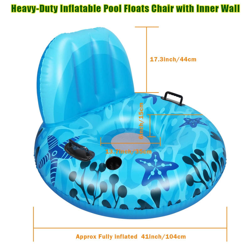Inflatable Lounger Pool Float with Rubber Handle and Drink Holder Sports & Outdoors - DailySale