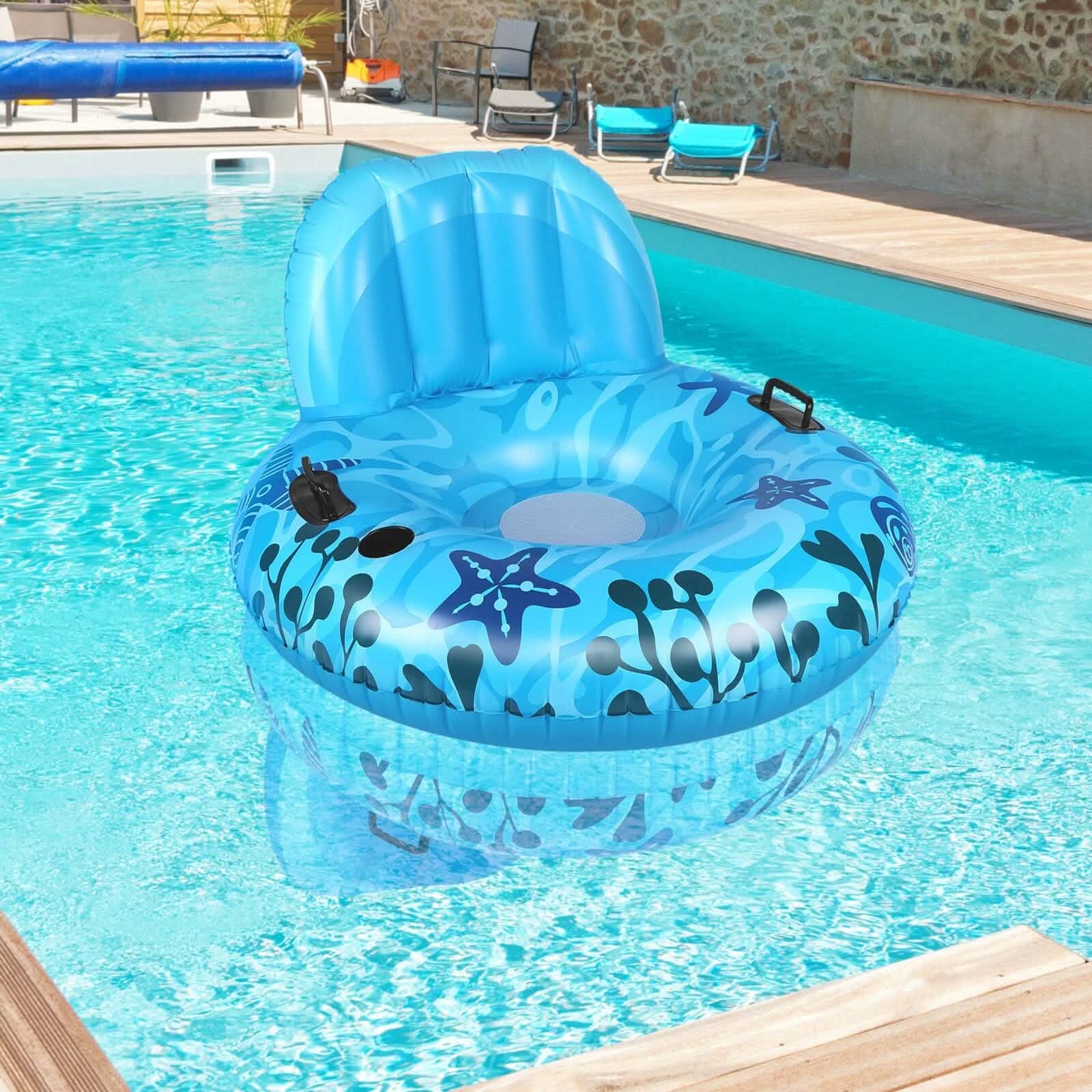 Inflatable Lounger Pool Float with Rubber Handle and Drink Holder Sports & Outdoors - DailySale