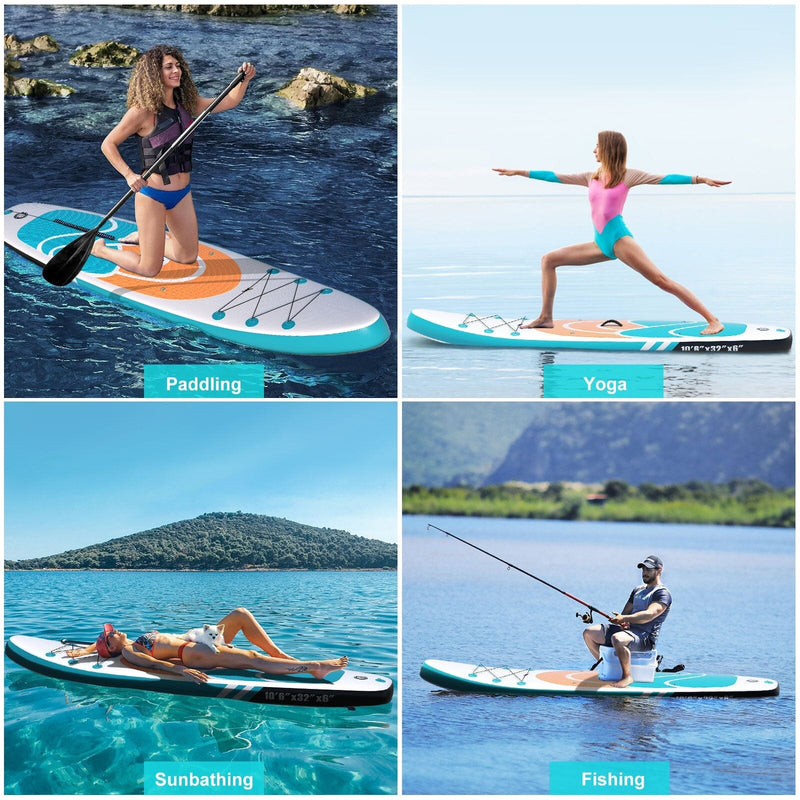 Inflatable Paddle Board Stand up Adults with Adjustable Paddle and Removable Fin Orange Sports & Outdoors - DailySale
