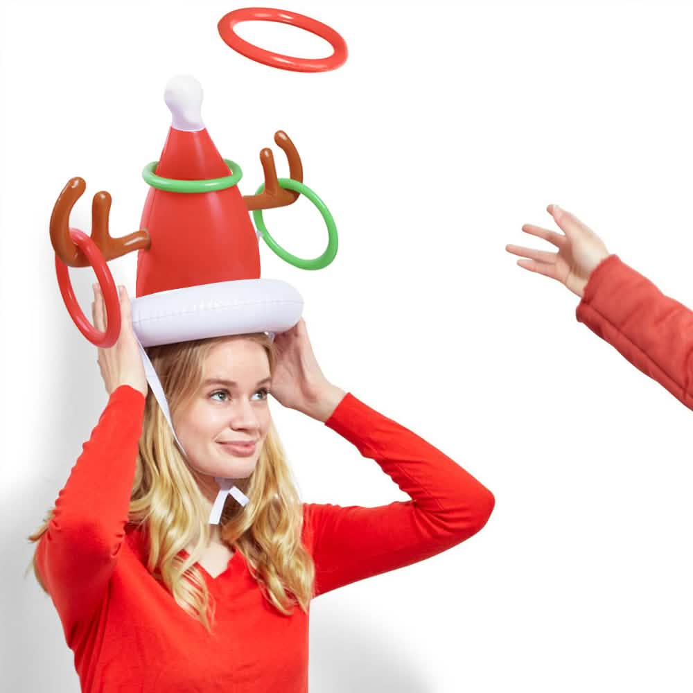 Inflatable Reindeer Hat Ring Toss Game Holiday Decor & Apparel - DailySale