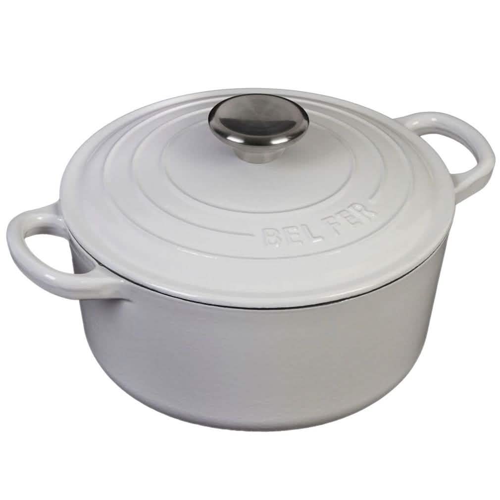 Inspired Home 5-Piece Enameled Cast Iron Cookware Set - Pure White Kitchen Essentials - DailySale