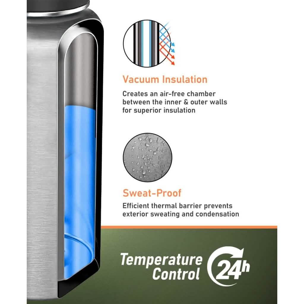 Insulated 1 Gallon Stainless Steel Wide Mouth Growler with Tactical Carrying Bag Sports & Outdoors - DailySale