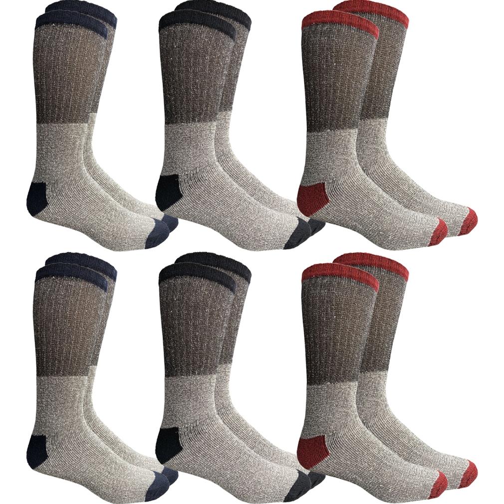 Insulated Thermal Cotton Cold Weather Crew Socks for Men or Women  -6_Pack-Women