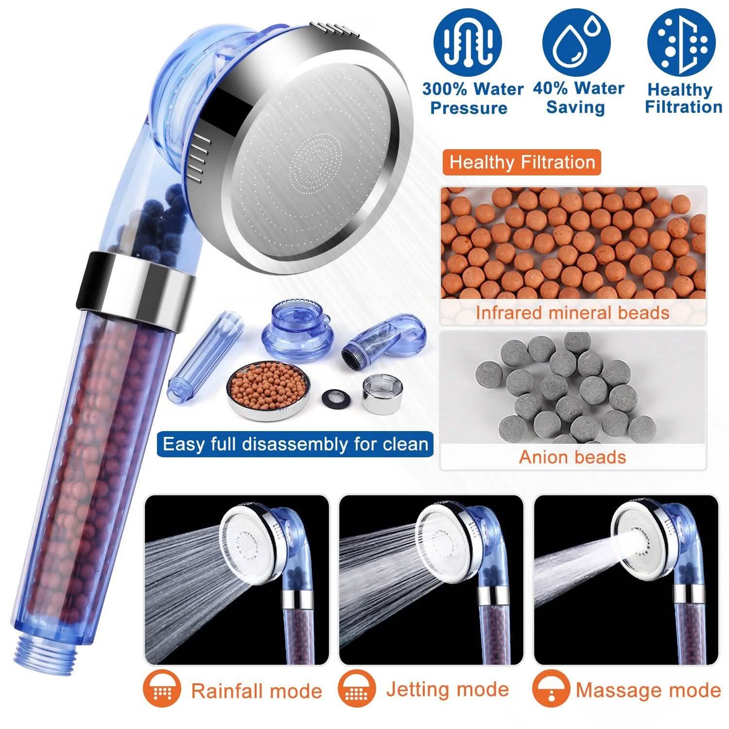 Ionic High Pressure Filter Shower Head Bath - DailySale