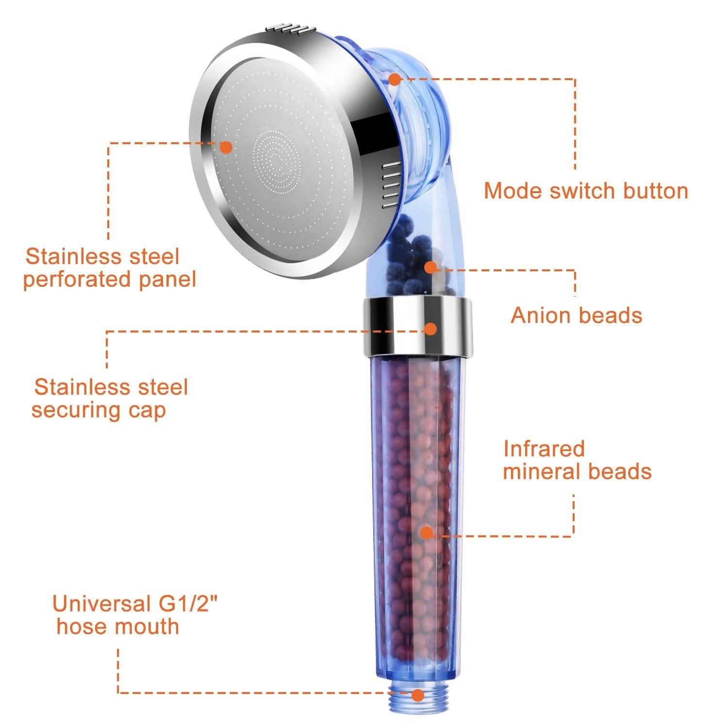 Ionic High Pressure Filter Shower Head Bath - DailySale