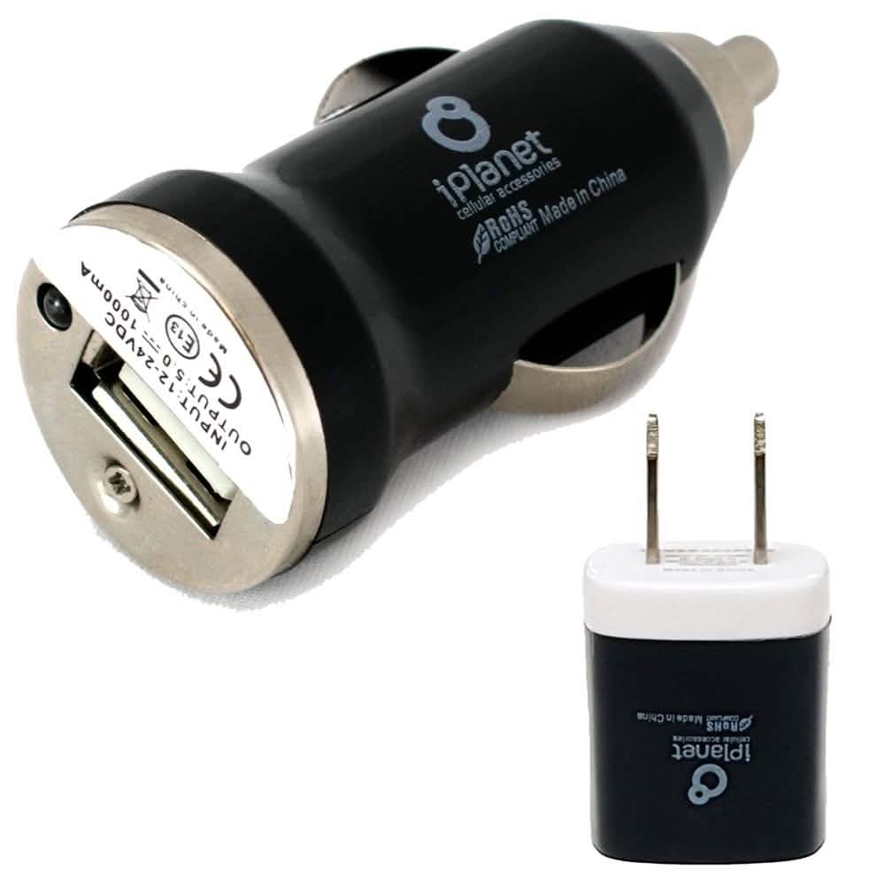 iPlanet 5V USB Car Charger and Wall Charger Combo Mobile Accessories Black - DailySale