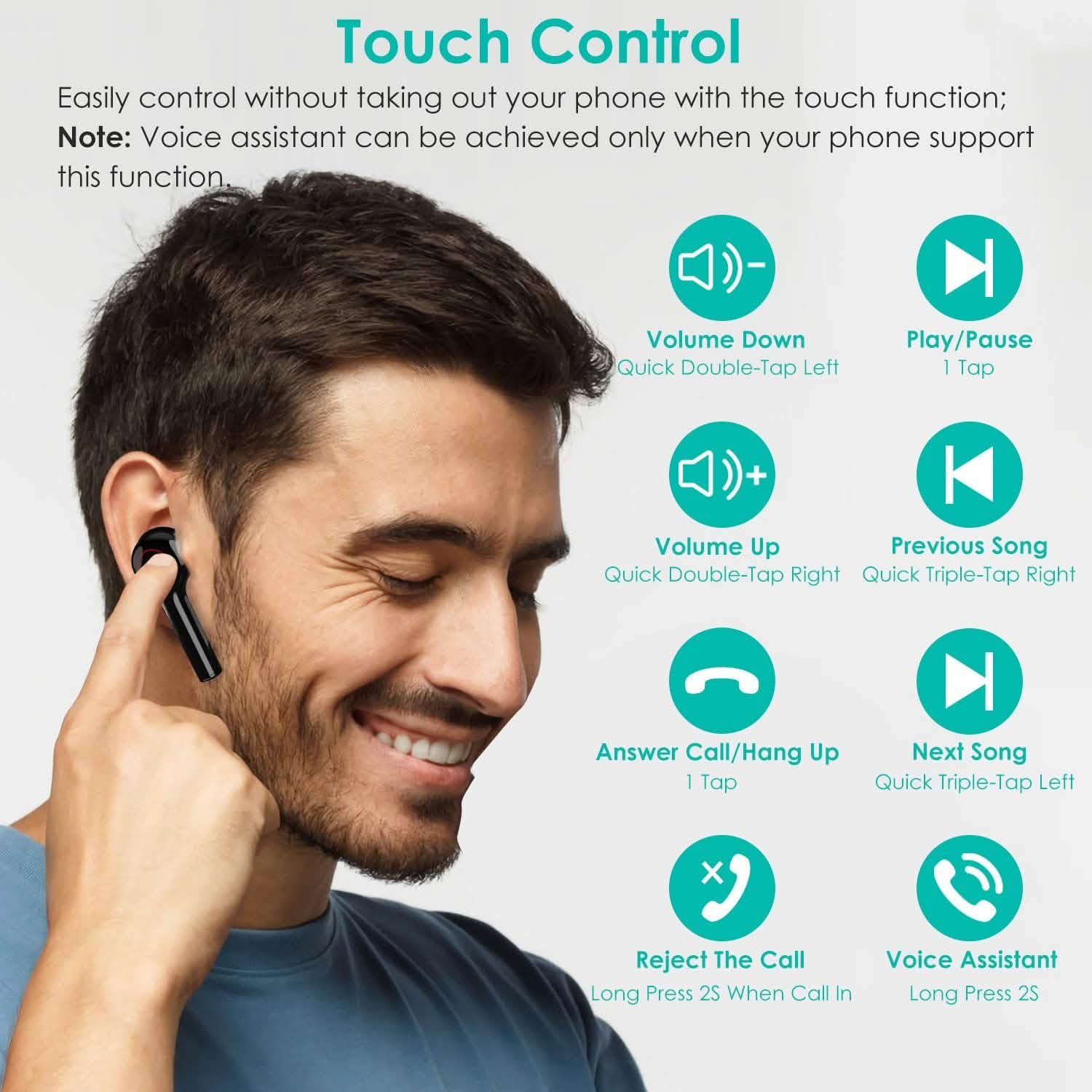 IPX5 Waterproof Wireless 5.0 TWS Earbuds Wireless Headset with Mic Headphones & Audio - DailySale