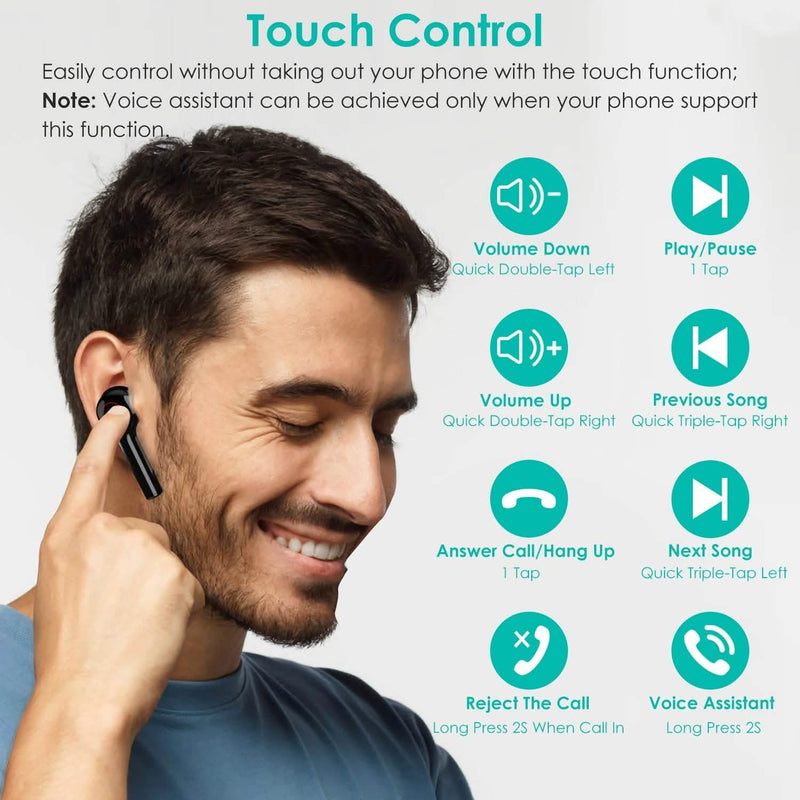 IPX5 Waterproof Wireless 5.0 TWS Earbuds Wireless Headset with Mic Headphones & Audio - DailySale