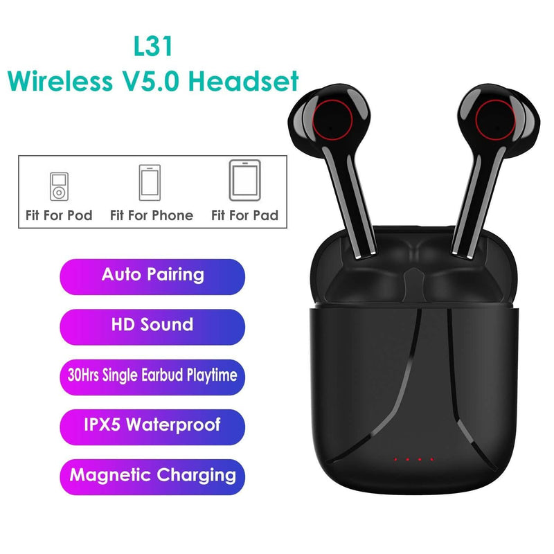 IPX5 Waterproof Wireless 5.0 TWS Earbuds Wireless Headset with Mic Headphones & Audio - DailySale