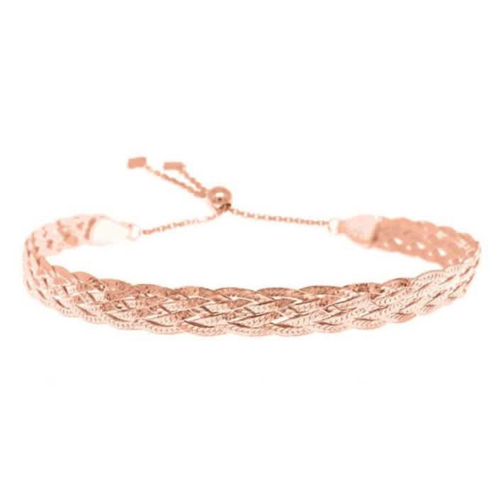 Italian Sterling Silver Adjustable Silver Bracelet Jewelry Rose Gold - DailySale