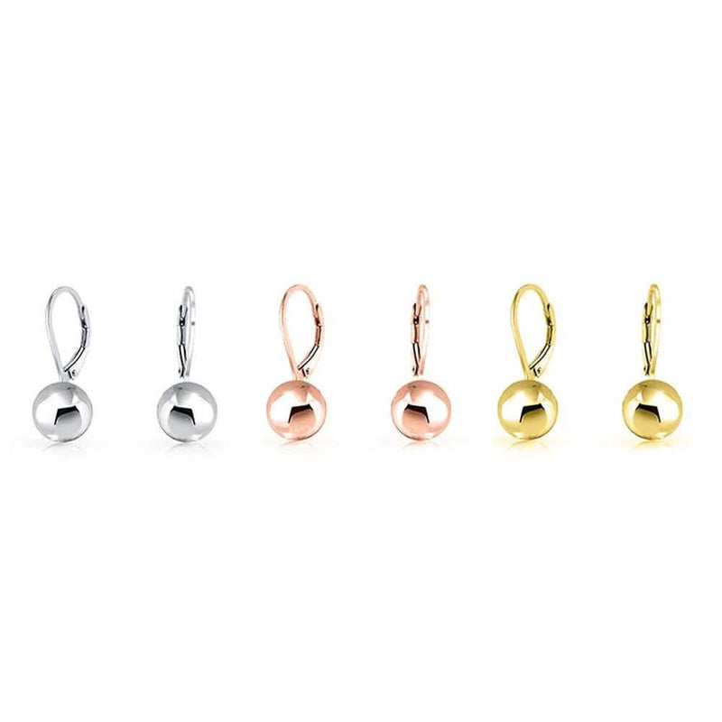 Italian Sterling Silver Leverback Ball Earrings Jewelry - DailySale