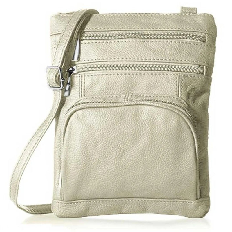 Ivory Super Soft Leather-Crossbody Bag over a white background