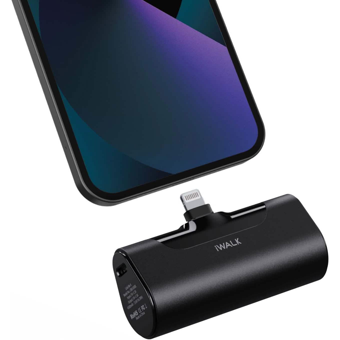 iWALK Small Portable Charger 4500mAh Ultra-Compact Power Bank Mobile Accessories Black - DailySale