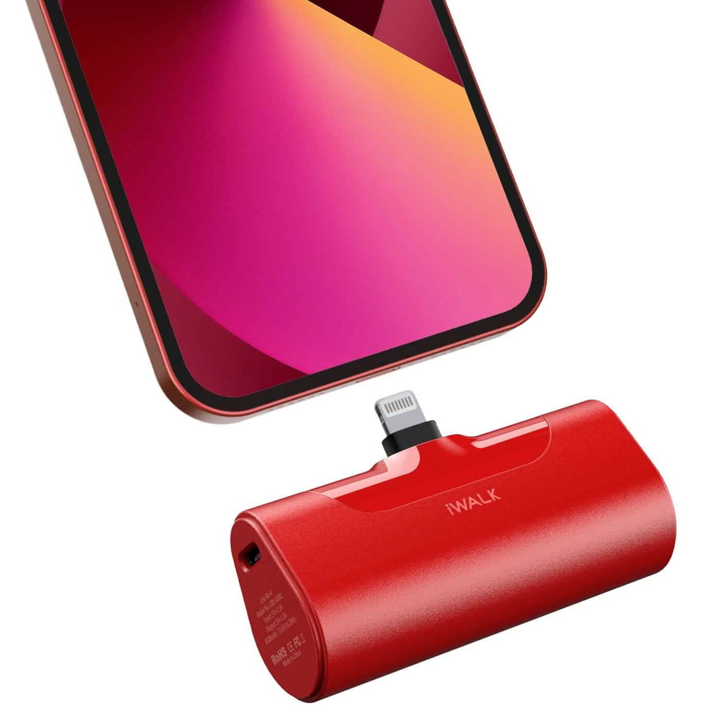 iWALK Small Portable Charger 4500mAh Ultra-Compact Power Bank Mobile Accessories Red - DailySale