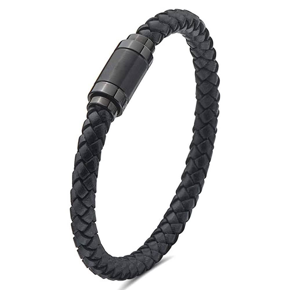 Jarrix Steel Men's Bracelet Leather Stainless Steel Magnetic Closure, at Dailysale