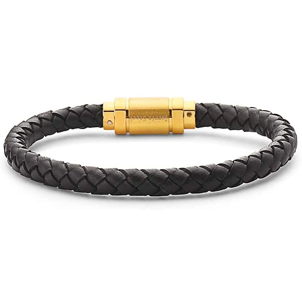 Back view of Jarrix Steel Men's Bracelet Leather Stainless Gold Magnetic Closure