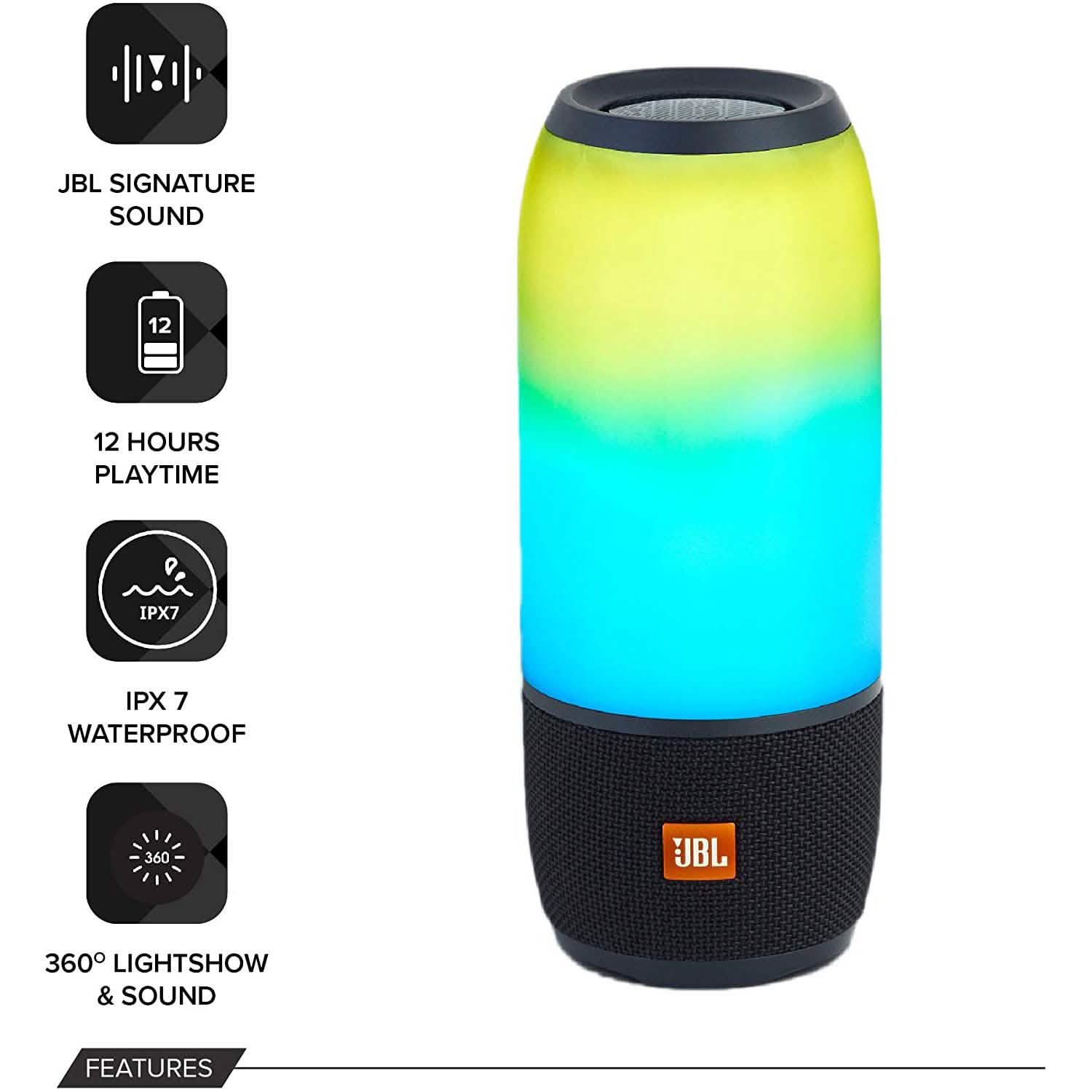 JBL Pulse 3 Wireless Bluetooth IPX7 Waterproof Speaker Black Headphones & Speakers - DailySale