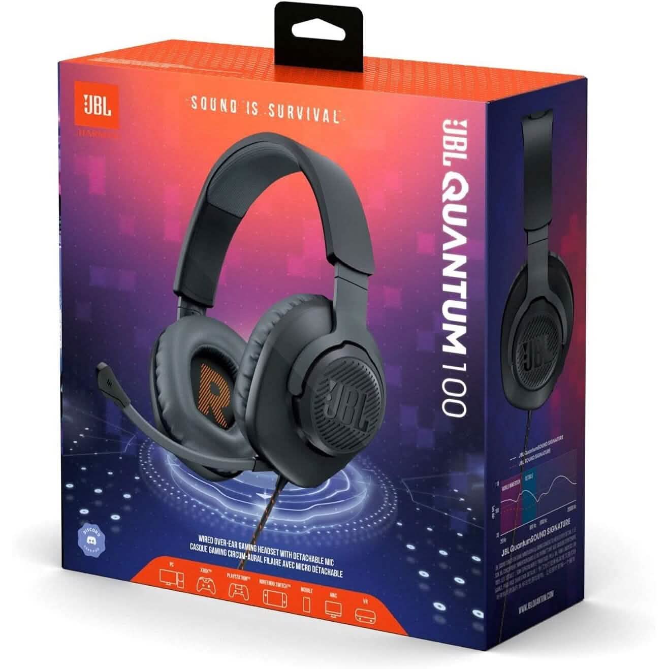 JBL Quantum 100 - Wired Over-Ear Gaming Headphones Headphones - DailySale