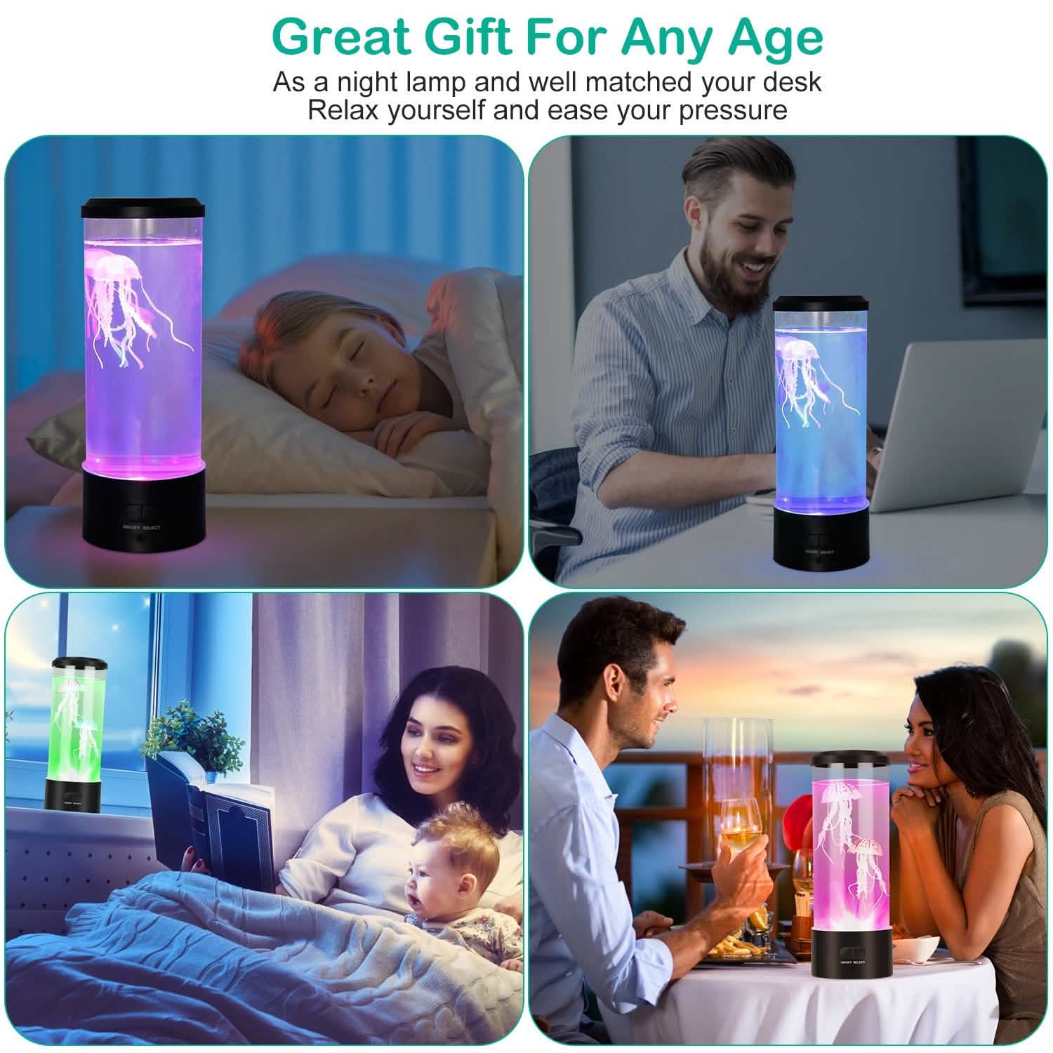 Jellyfish Lava Lamp Multicolor Changing Mood Night Light Indoor Lighting - DailySale