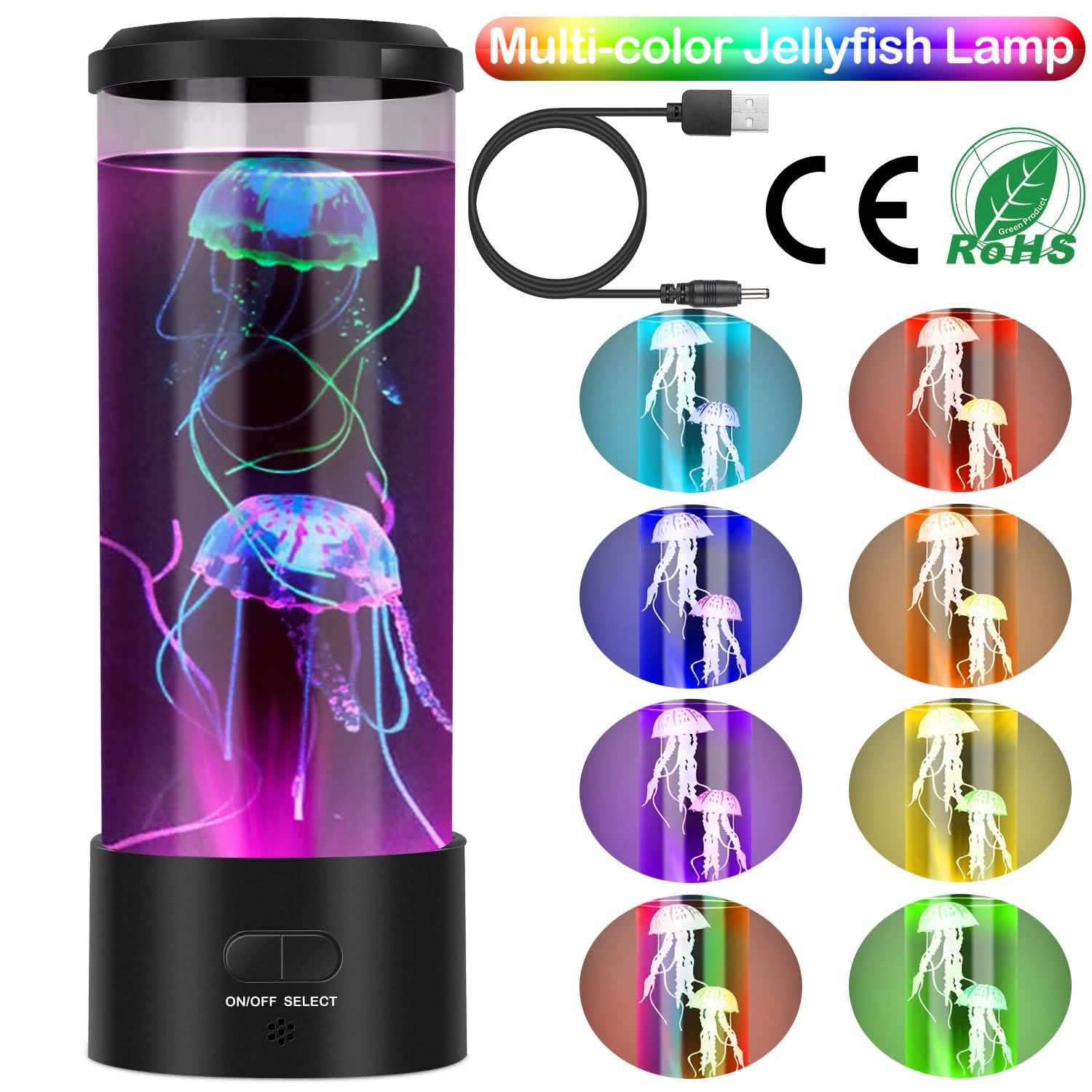 Jellyfish Lava Lamp Multicolor Changing Mood Night Light Indoor Lighting - DailySale