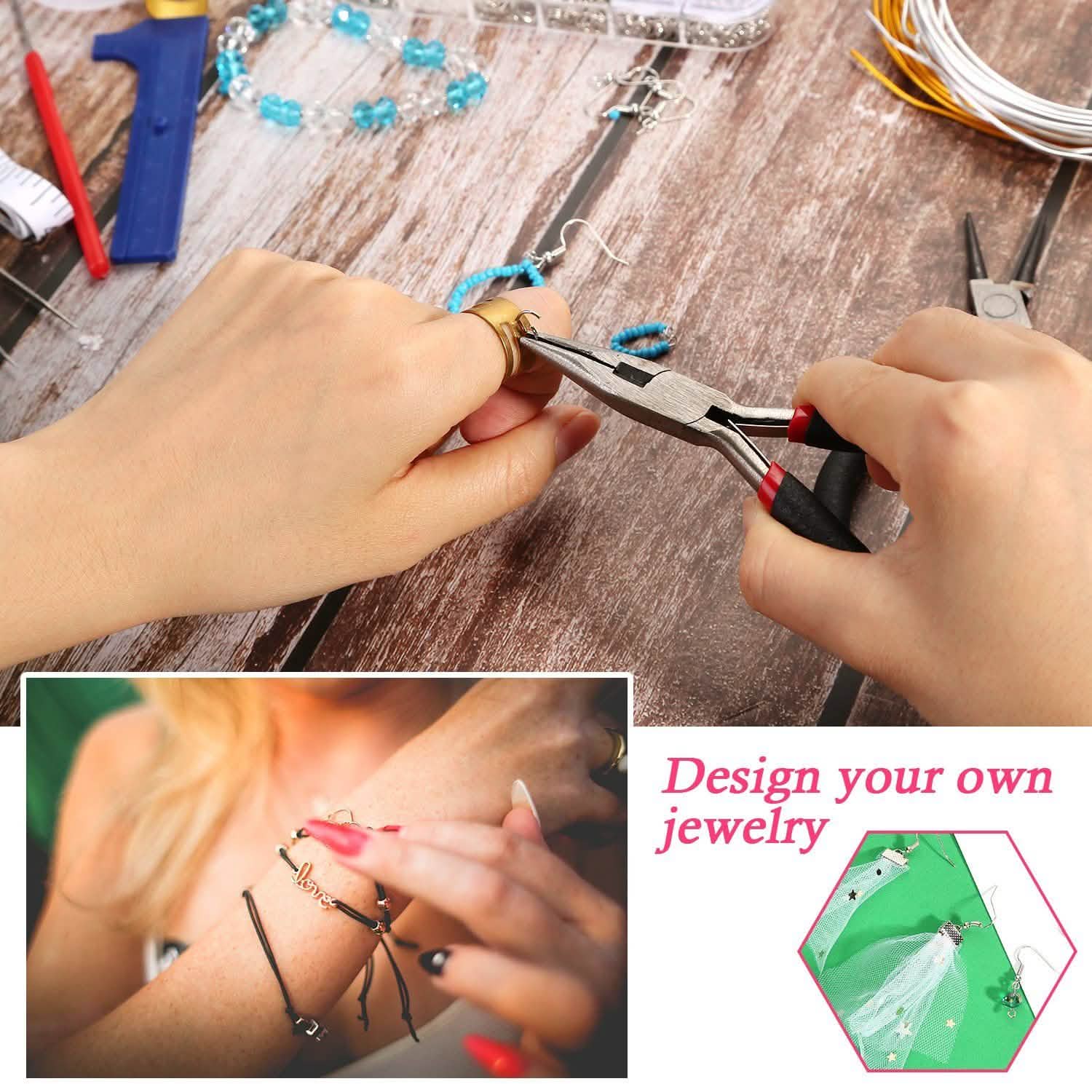 Jewelry Making Supplies Finding Kit Pliers Ribbon Ends Eye Pins Earring Hooks for DIY Craft Everything Else - DailySale