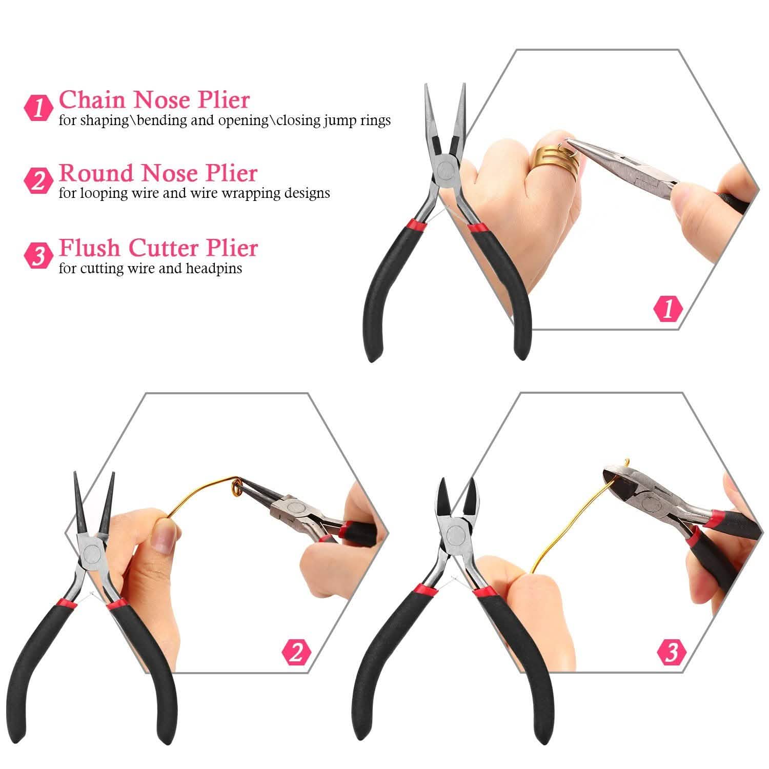 Jewelry Making Supplies Finding Kit Pliers Ribbon Ends Eye Pins Earring Hooks for DIY Craft Everything Else - DailySale