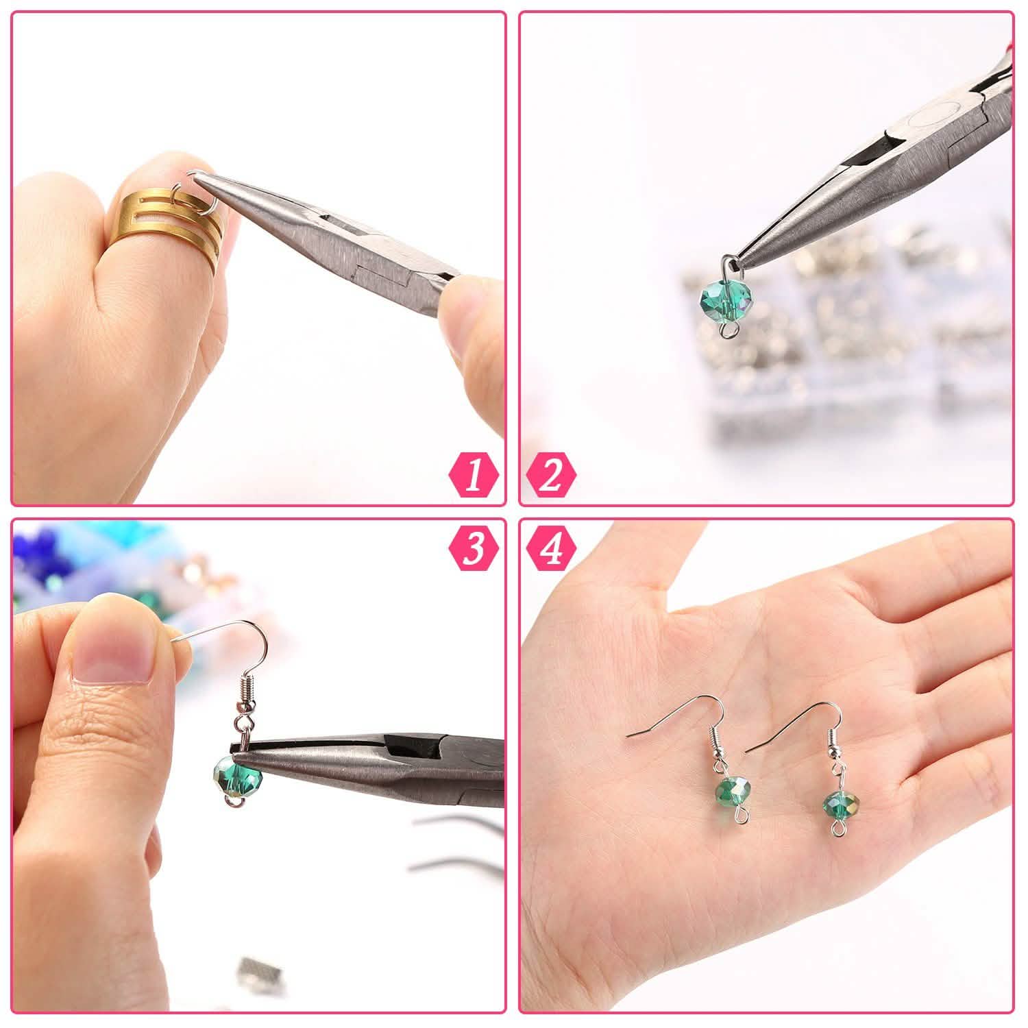 Jewelry Making Supplies Finding Kit Pliers Ribbon Ends Eye Pins Earring Hooks for DIY Craft Everything Else - DailySale
