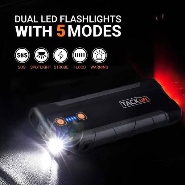 Jump Starter 1000A Peak 20000mAh 12V Car Jumper Black T8 MAX Automotive - DailySale