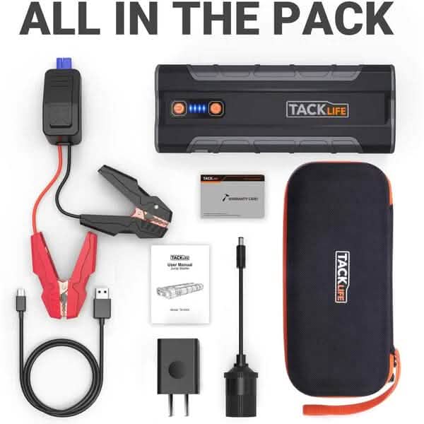 Jump Starter 1000A Peak 20000mAh 12V Car Jumper Black T8 MAX Automotive - DailySale