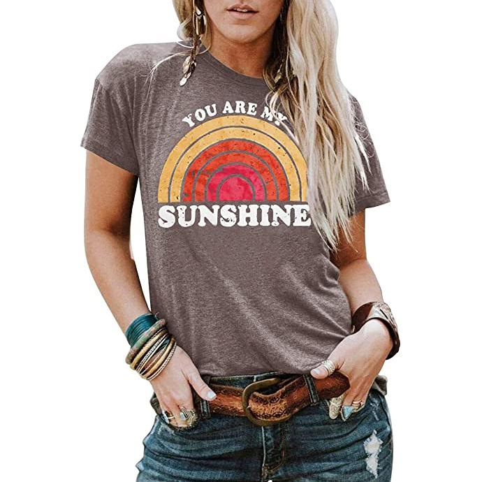 Kaislandy Wome'ns You are My Sunshine T Shirt Women's Clothing Brown S - DailySale