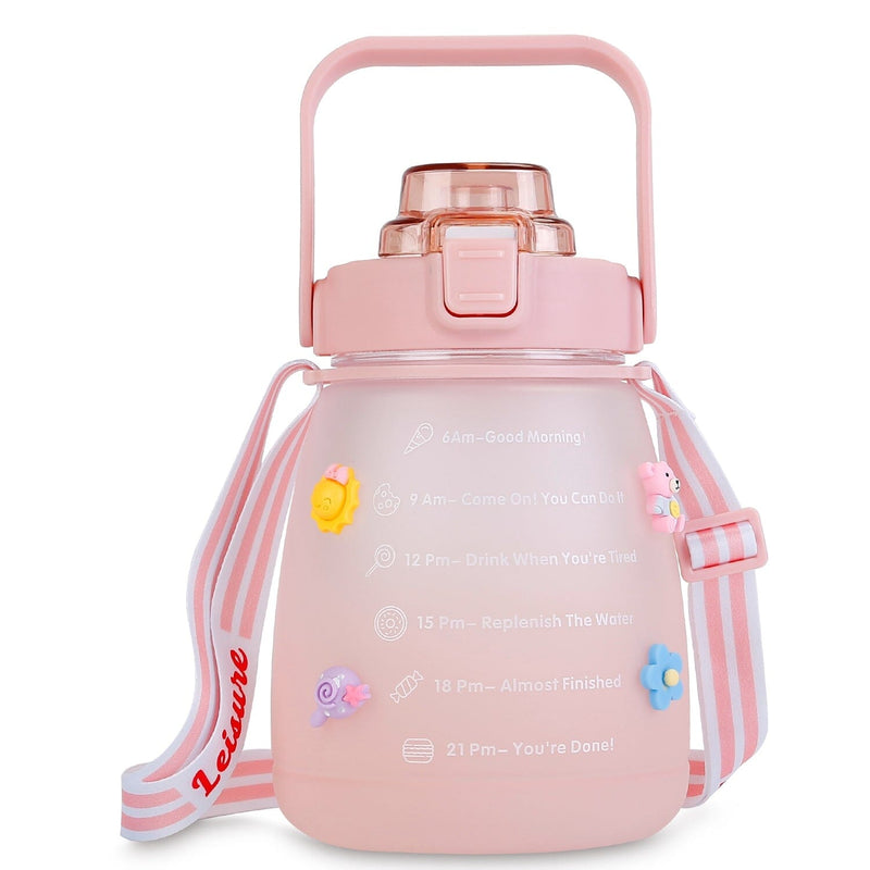 Kawaii Water Bottle with Straw Sports & Outdoors Pink - DailySale