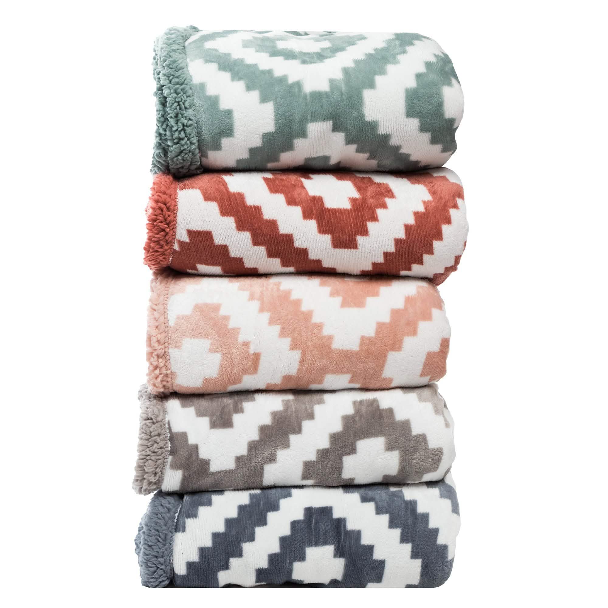 Kensie Super-Soft Reversible Sherpa Fleece Throw Blanket Bedding - DailySale