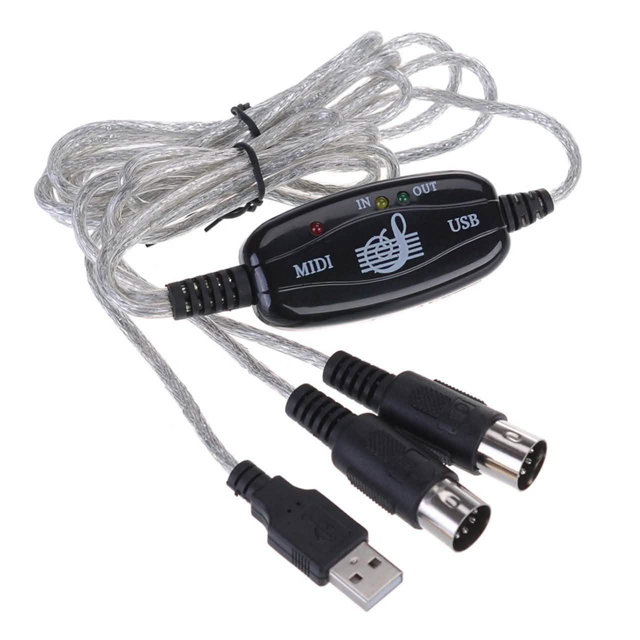 Keyboard to PC Adapter USB In-Out MIDI Interface Music Recording Converter Computer Accessories - DailySale