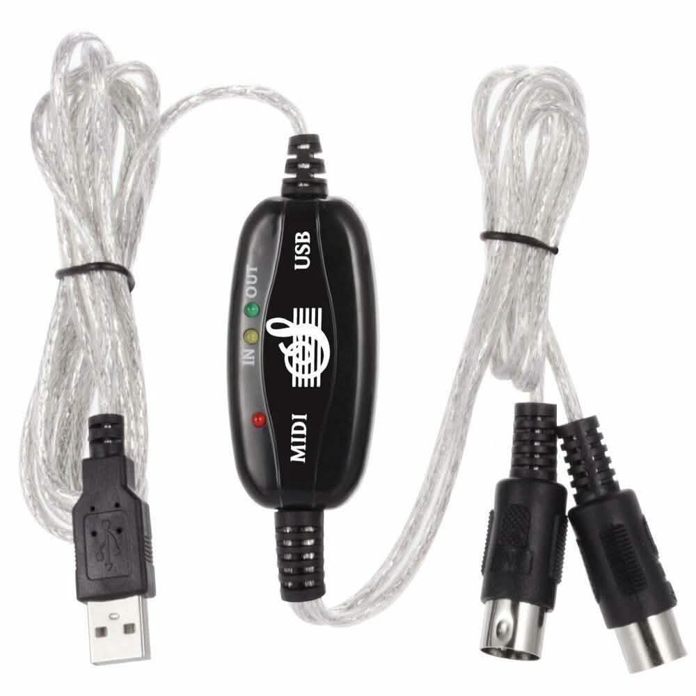 Keyboard to PC Adapter USB In-Out MIDI Interface Music Recording Converter Computer Accessories - DailySale