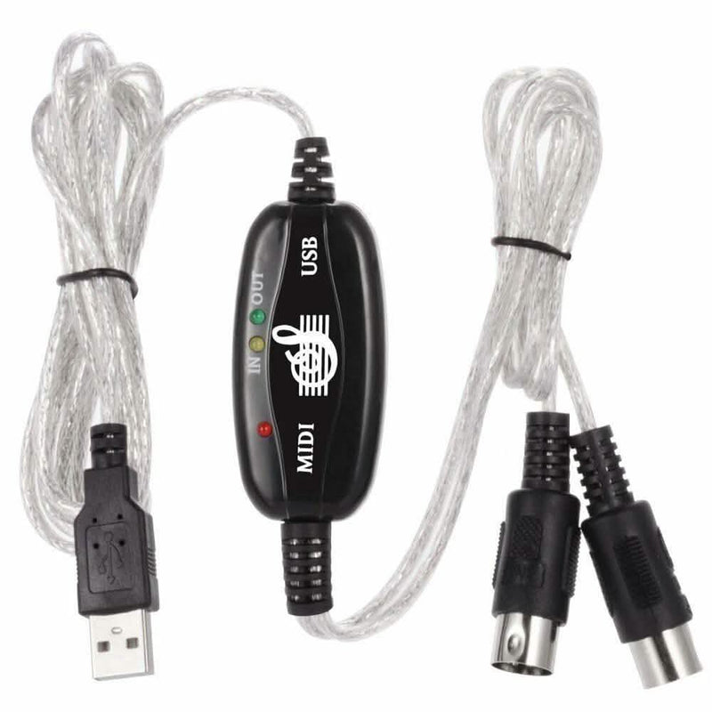 Keyboard to PC Adapter USB In-Out MIDI Interface Music Recording Converter Computer Accessories - DailySale